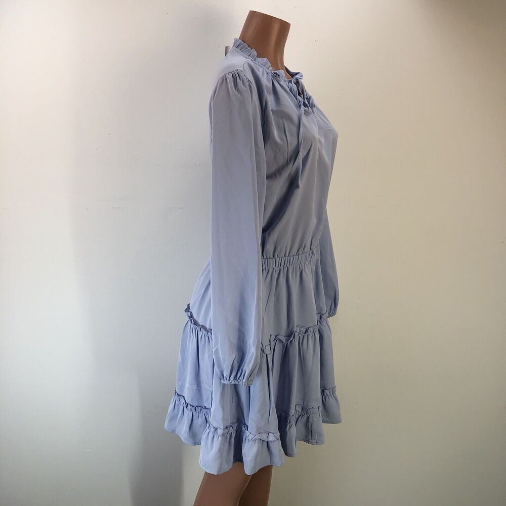 Baby Blue boho peasant long sleeve dress - Picture 9 of 16